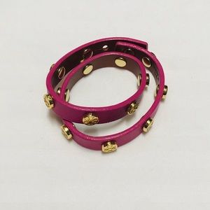 Tory Burch Leather Double Wrap Stud Bracelet